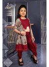 Maroon Colour Reeza 3 Piece Design Reyon printed Stylish Kids Collection R-03